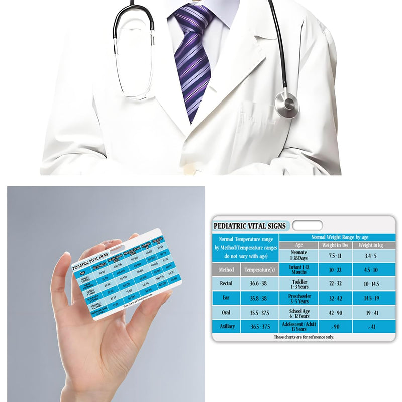 3 PCS Pediatric Vital Signs Badge Card Lab Values Badge Cards Rn Badge Cards for Pediatric Nurses, Clinicals and RN Students Nursing School Supplies and Accessories(2.2 x 3.8 Inches)
