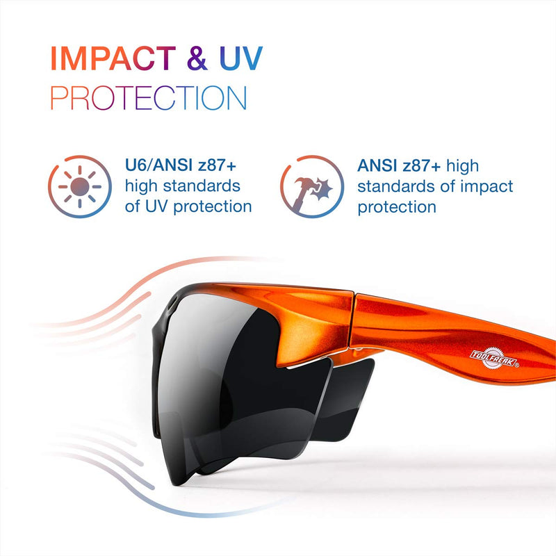 ToolFreak Rebel Bifocal Safety Glasses, ANSI z87+ Impact and UV Dark Smoke 1.5