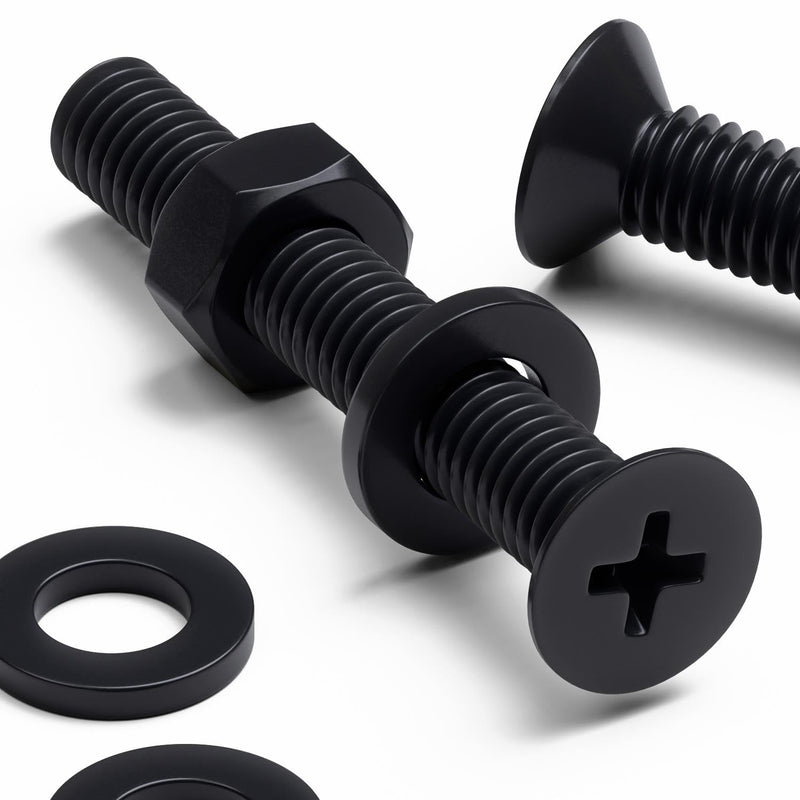 50 x Black Nylon Countersunk plastic machine screws, M6 x 40mm, Plastic Bolts, Nuts & Washers, (15/64 x 1-37/64 in)
