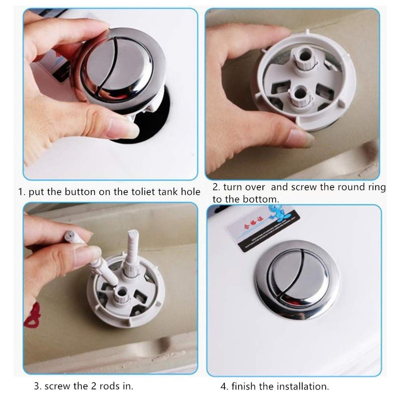 Toilet Flush Button Electroplated Dual Push Buttons for Water Tank Standard Screw thread: 58mm 2Packs L: 58mm 2pack
