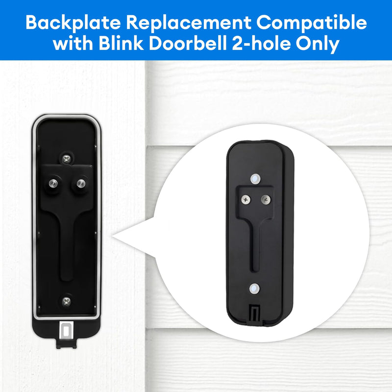 Blink Doorbell Backplate, Blink Doorbell Mount, Upgrade 2 Holes Metal Tab Blink Doorbell Backplate Replacement, Blink Doorbell Accessories, Mounting Plate with Blink Key Replacement black