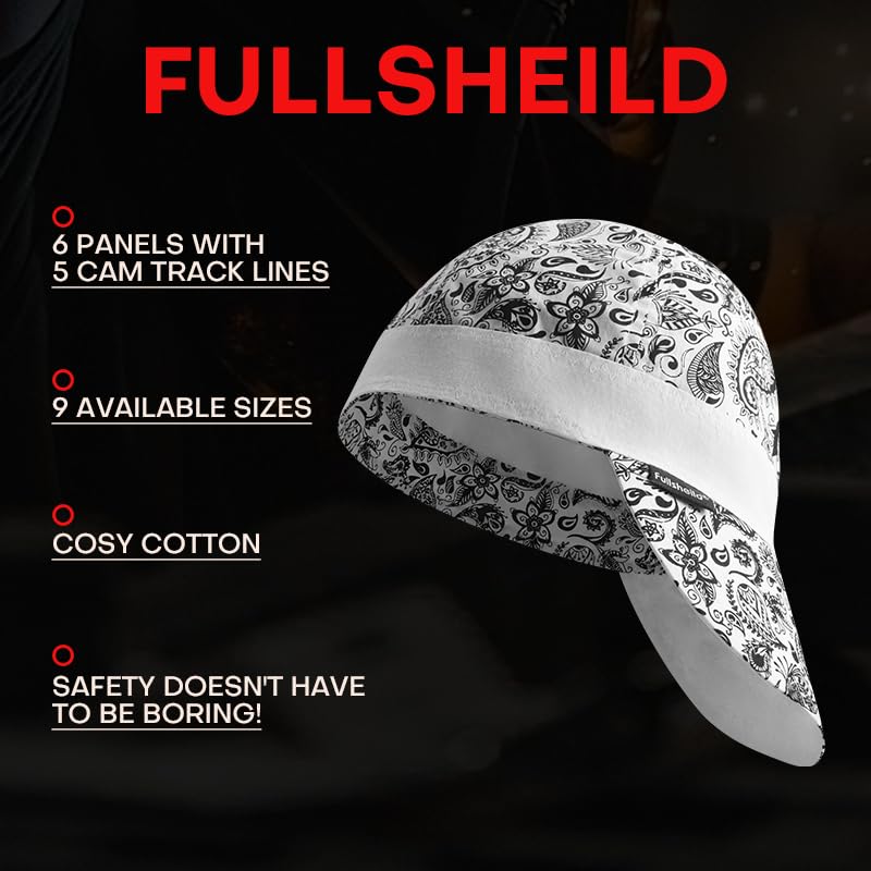 Fullsheild Reversible Welding Cap Flame Resistant CAT 2 Protective FR Welder Hats 6 Pannel Lightweight Printed for Men Women Camo 7 1/2