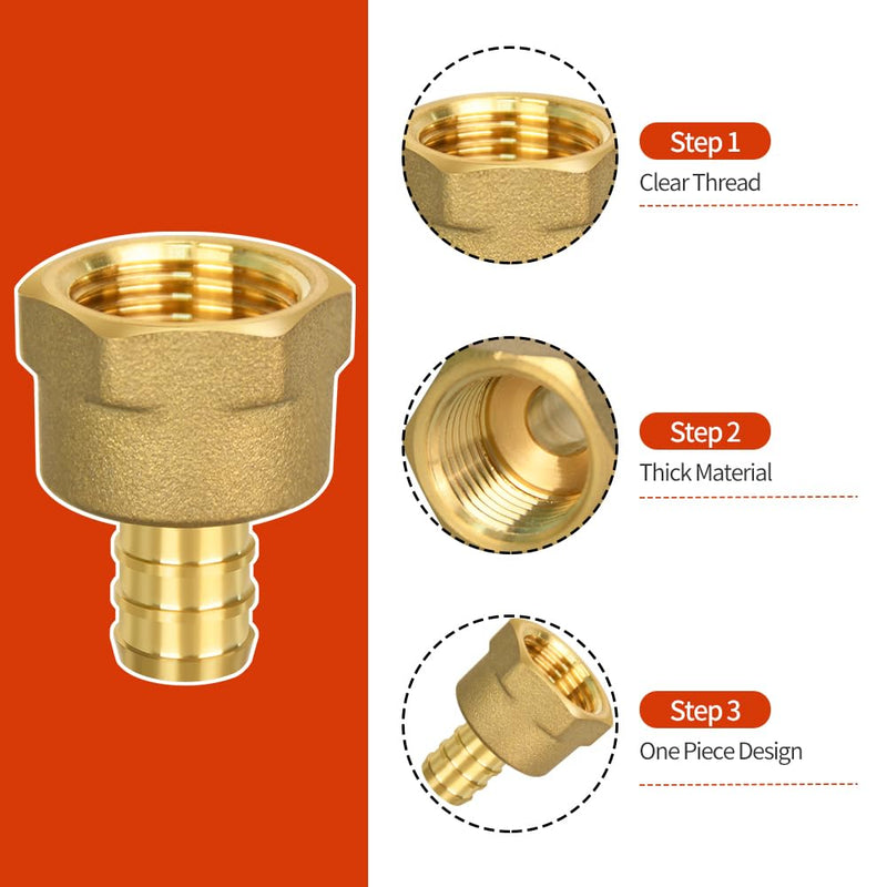 20 Pack PEX 1/2" x 1/2" NPT Female Fittings, Brass, Full Port 20pcs-PEX 1/2" x 1/2" NPT