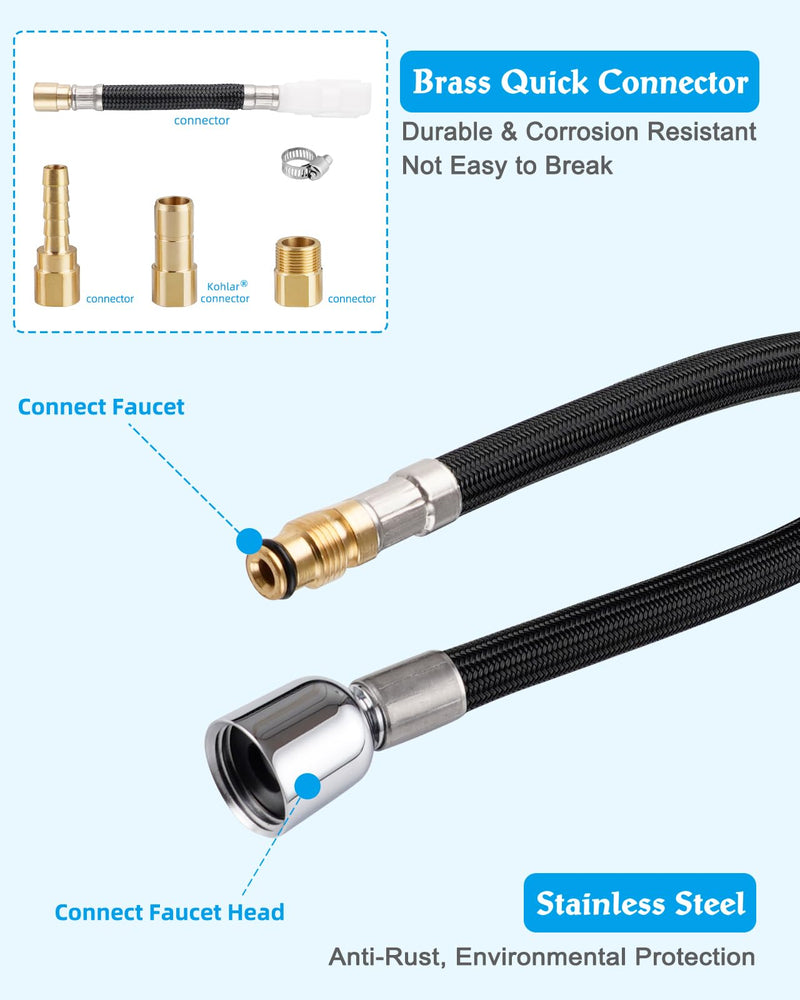 Hygie Rinse K-1219935-BC Hose Kit Compatible with Kohler Pull Down Kitchen Faucet, 68 Inches Pull-Out Kitchen Faucet Hose Replacement Part of K-1304674-BC, Spray Hose Replacement Hose Kit