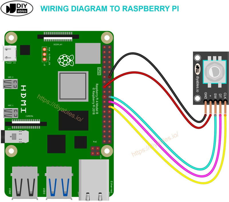 Rotary Encoder for Arduino, ESP32, ESP8266, Raspberry Pi, 5 Pieces