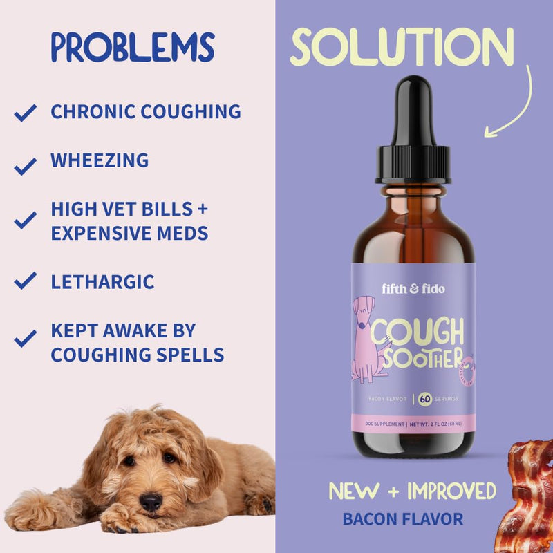 Dog Cough Treatment - Kennel Cough Treatment for Dogs - Gentle Dog Congestion Relief - Kennel Cough Treatment at Home - Natural Dog Cough Suppressant - Liquid Dog Cough Relief Bacon - PawsPlanet Australia