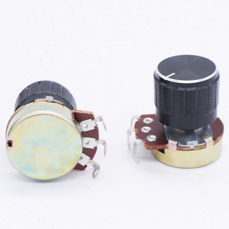 TWTADE / 3pcs wh138 500 ohm Potentiometer Single Turn Rotary Linear Variable Potentiometer +3pcs black Aluminum alloy knob
