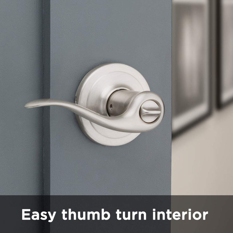 Kwikset Satin Nickel Keyed Lever Door Handle with Lock, Reversible, Pick Resistant Smartkey Security - For Front Doors and Bedrooms