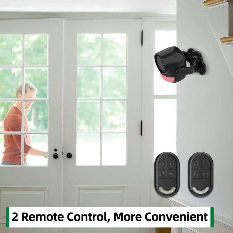 Luckydeer 125dB Loud Motion Sensor Alarm with 328ft Dual Remote (40ft PIR Detector, 3*AA Batteries), Indoor Wireless Infrared Security Motion Detector with Siren for Homes/Sheds (Black - 2 Remotes) Black-2 Remotes