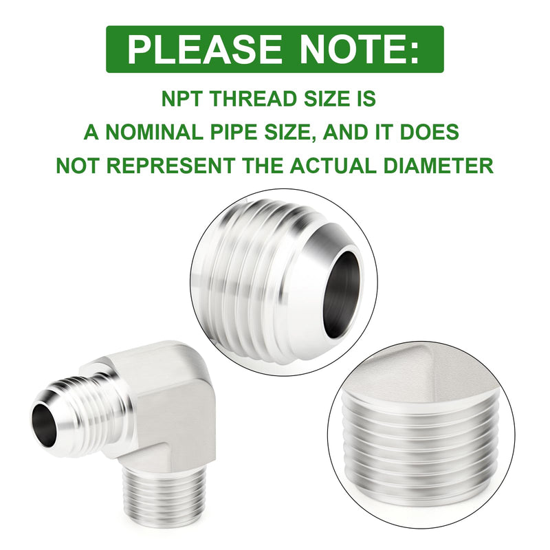 TAISHER 2PCS Forging of 304 Stainless Steel 90 Degree Elbow JIC Flare Tube Fittings, 1/2" JIC Male x 1/2" NPT Male, Half Union 1/2" JIC x 1/2" NPT(90 Degree Elbow) 2