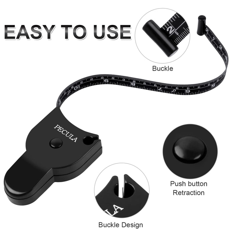 Body Measuring Tape 60 inch, Body Tape Measure, Lock Pin and Push Button Retract, Body Measurement Tape, Black
