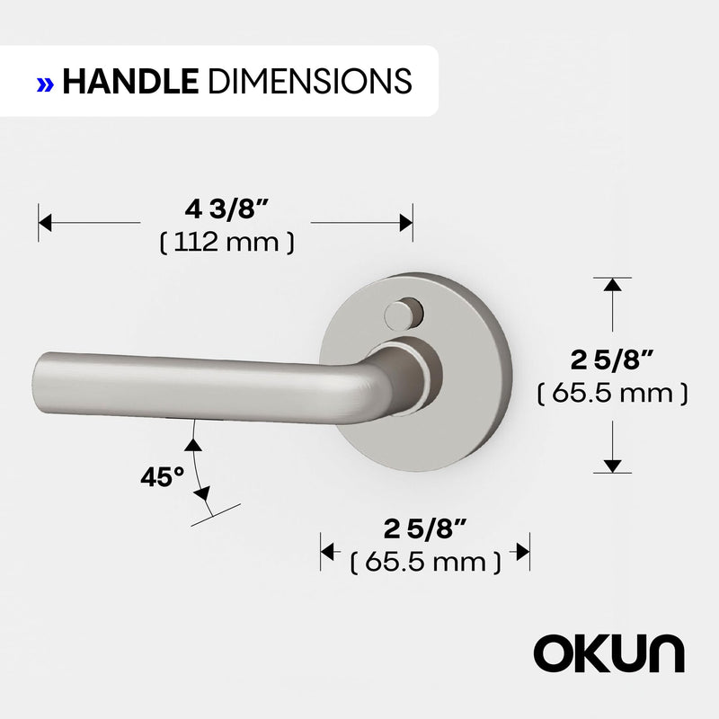Okun Arc 1-Pack Brushed Nickel Privacy Door Levers – Push Button Lock, Reversible, Sleek Concealed-Mount Design for Bedroom & Bathroom 1 Pack