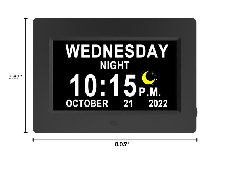 MASSII 19 Alarms Digital Talking Clock with Loud Voice Time Date, Auto DST, 20 Custom Reminders, 10-Level Dimmer, Sleep Trainer, Speaking Day Date Calendar Clock for Seniors Dementia- with Remote 7" Hd Black