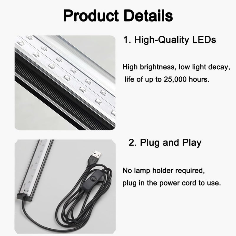 Black Light Bar, 10W 1ft Black Light for Cabinet, USB UV Black Light Fixture for Fluorescent Tapestry Poster, Body Paint, Halloween Decorations, Christmas Party, with On/Off Switch (2-Pack) Upgraded-10W-2Pack