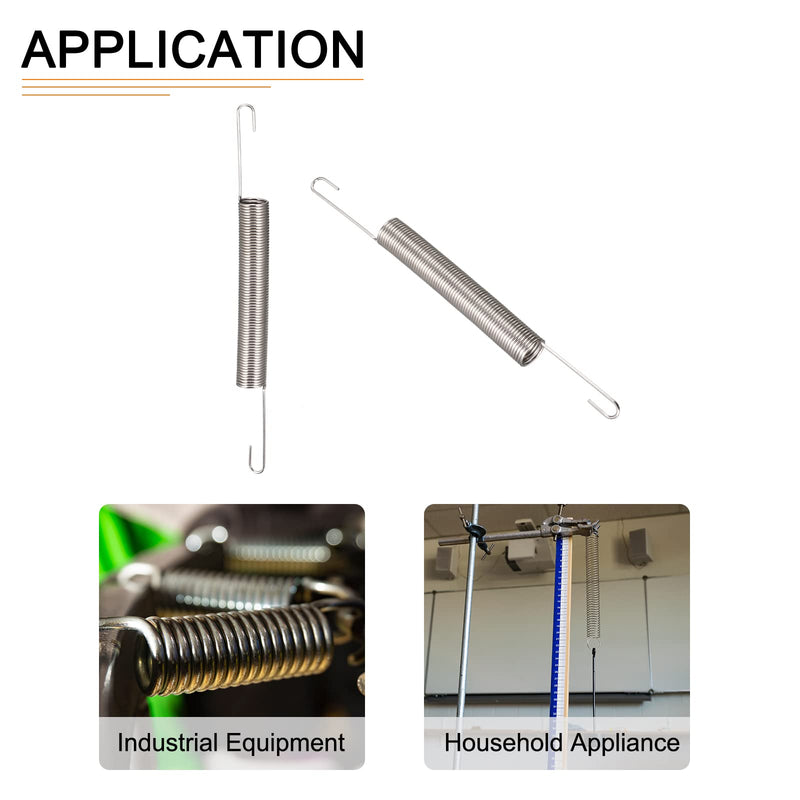 0.9x10x60mm(WxODxL) Extension Spring - 2Pack - Good for Home Repair Machinery - Metal Extended Compressed Spring - Silver