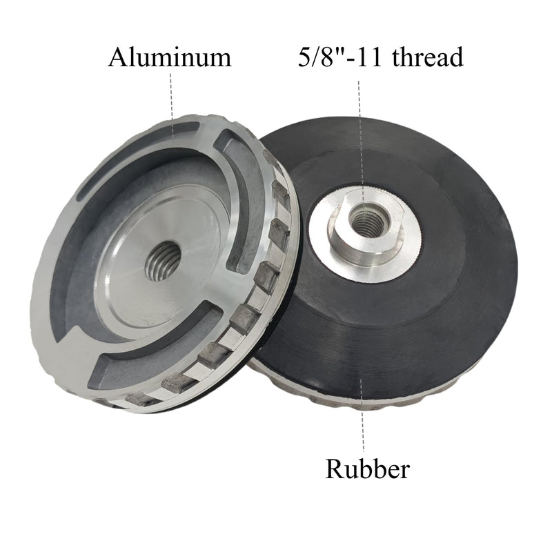 Snail Lock Adapter 5" - Aluminum Back-Up Pad Stone Edge Polishing Pads Holder with 5/8"-11 Arbor SN-5