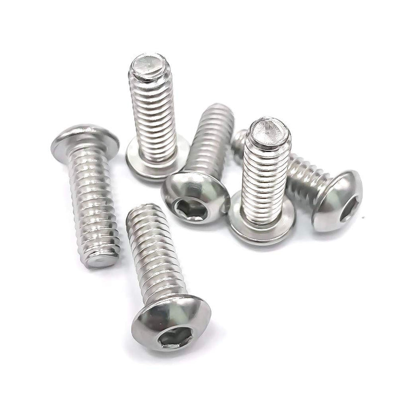 3/8-16 x 1-1/4" Button Head Socket Cap Bolts Screws, 304 Stainless Steel 18-8, Full Thread, Coarse Thread UNC, Allen Hex Drive, 20 PCS 3/8-16 x 1-1/4"
