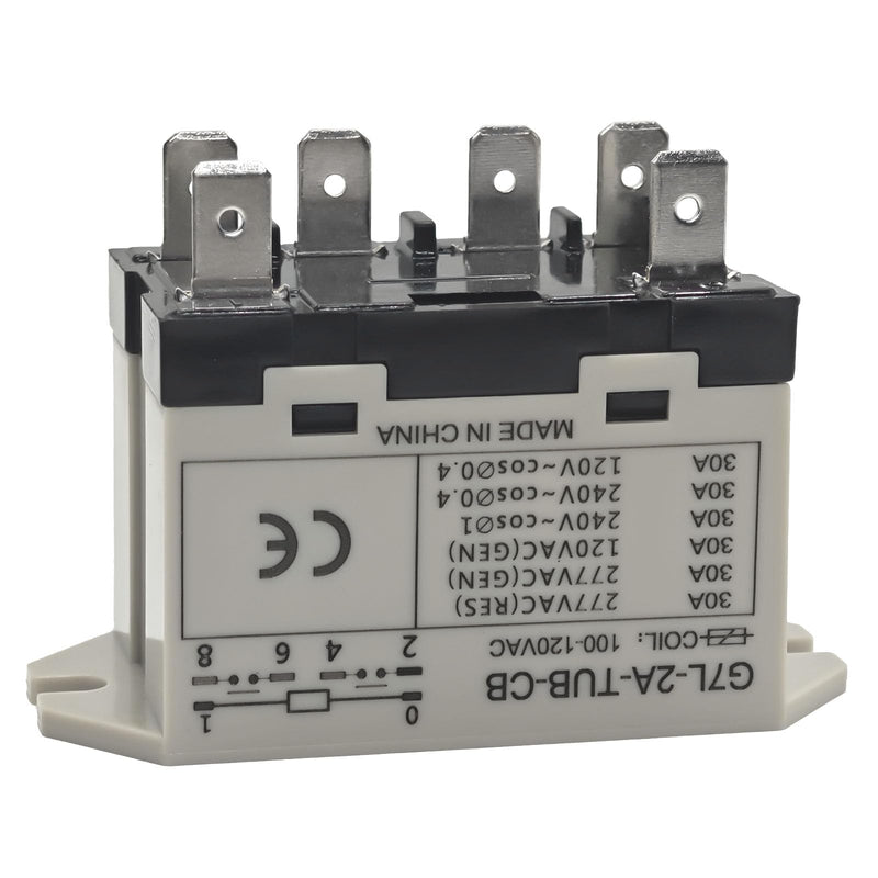 G7L-2A-TUB-CB 100-120VAC Power Relay - 30A 277VAC 6 Pins, DPST Normally Open Contacts, Class B Insulation, QuickConnect Terminal, Upper Bracket Mounting