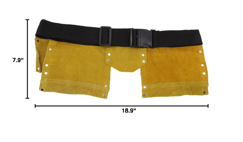 Carpenter Tool Belt with Quick Release Buckle, Leather, Multiple Pockets, Adjustable Waist, for Woodworking and Construction