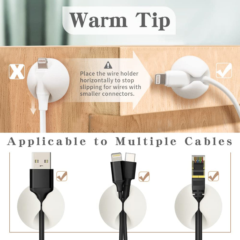 Cable Clip, Acrylic Adhesive Charger Cord Holder, Wire Organizer for Desk, Wall, Car, Nightstand and Office Cable Management, White 9 PCS 1.1 inches