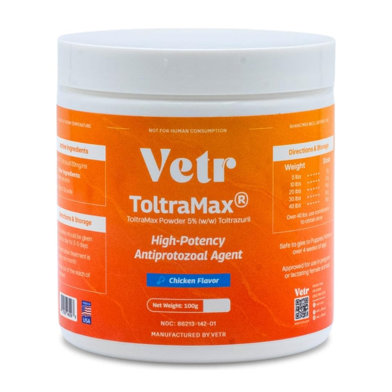 Vetr's Toltramax Toltrazuril Powder for Horses, Dogs, Cats, 100g (5.0%, Chicken) 5.0%