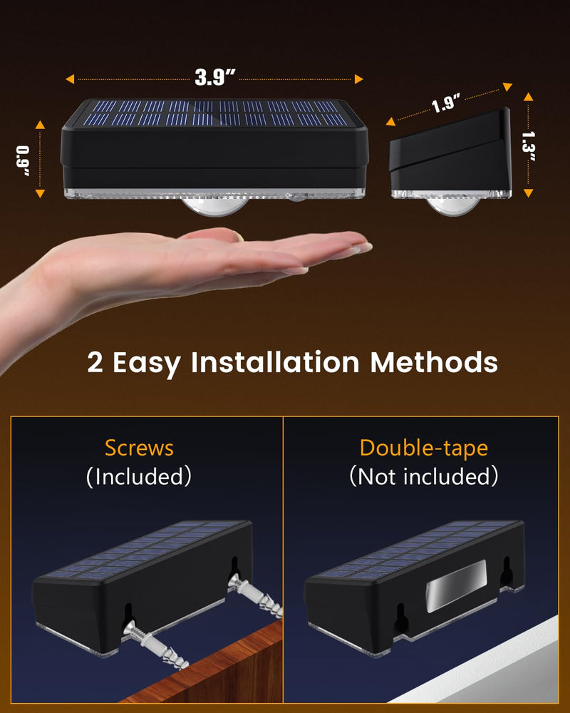Solar Fence Lights Outdoor, 8 Pack, 50LM Ultra Bright, 3 Color Temperatures & RGB, IP65 Waterproof, Dusk-to-Dawn Solar Powered Fence Lights for Patio, Railing (Black) Black