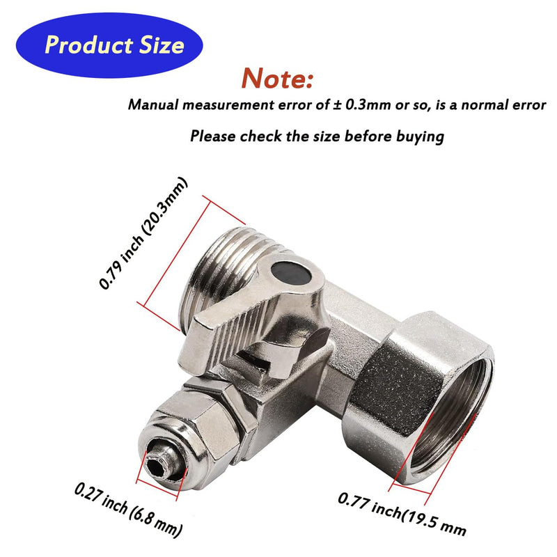 1/2" M/F Tee Ball Valve, 1/4" OD Comp Outlet Adapter, Pack of 5