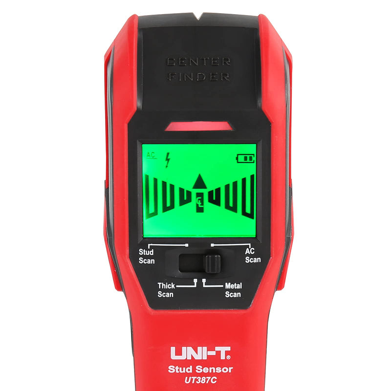 UNI-T UT387C Stud Finder Sensor Wall Scanner, 4 in 1 Electric Wood Detector Center Positioning Finding with LCD Display Buzzer LED Warning 4 Scan Modes for Wood Stud Metal Live AC Wire Deep Detection