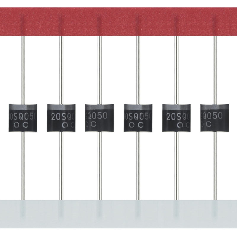 25Pcs 20SQ050 Schottky Rectifier Diode 20A 50V Blocking Bypass Barrier Diodes 20 Amp 50 Volt Solar Axial Cell Panel Dioden R-6 Package