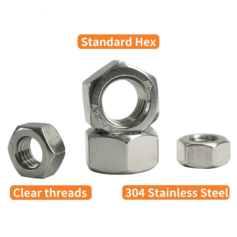 M14-1.25 Hex Nuts (27pcs), 304 Stainless Steel (18-8), Hardware, Metric, Fine Thread, DIN 934 M14-1.25