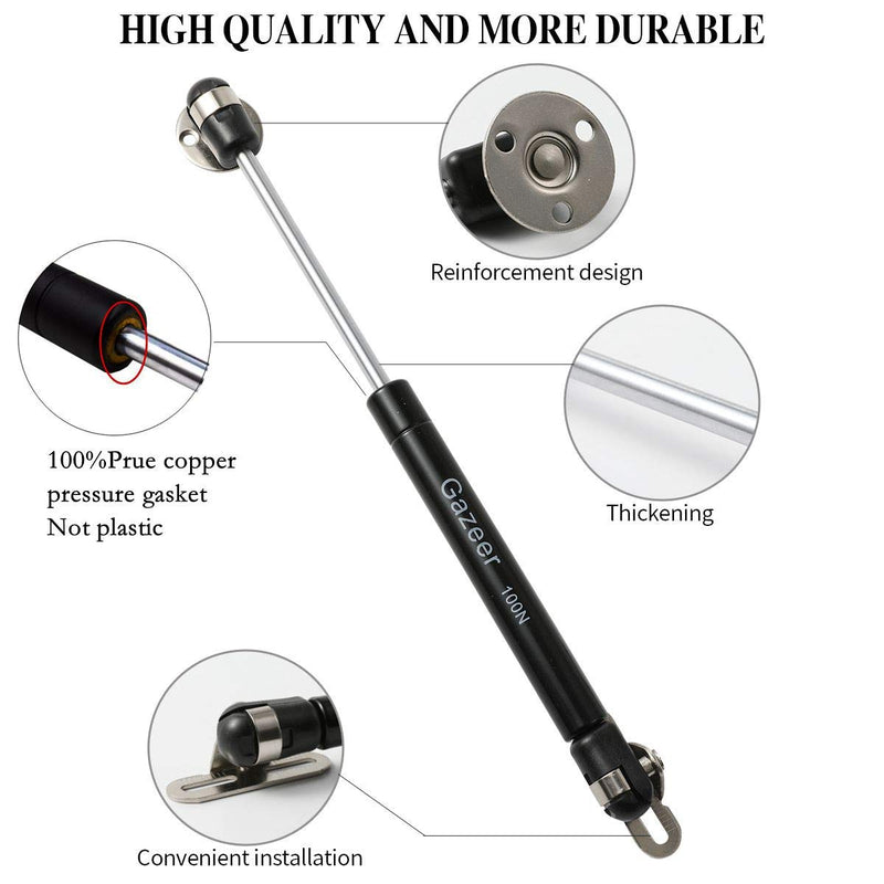 6 Pcs 100N/22.5lb Gas Struts 10inch Cabinet Struts Cabinet Shocks Cabinet Door Lift Pneumatic Support Black