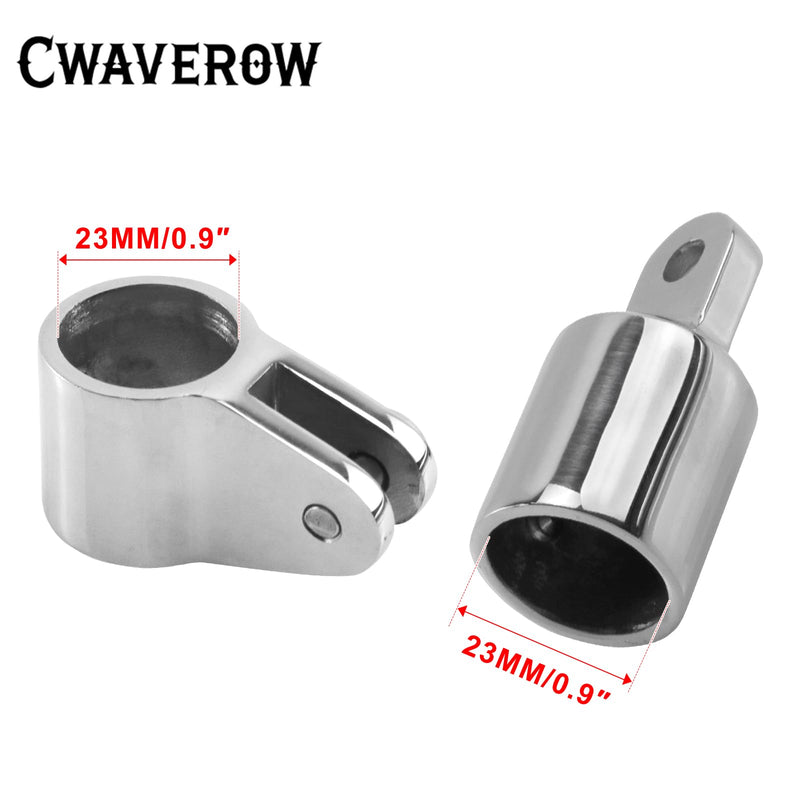 Bimini Top Hardware，2 Pairs Heavy-Duty 316 Stainless Steel Jaw Slide & Eye End Caps for 7/8" Round Tubing Boat Canopy Fittings 7/8 Inch