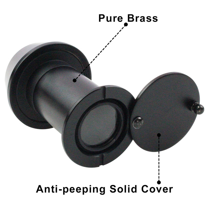 Earl Diamond - Peep Holes for Door, Solid Brass 220-Degree Door Viewer Peephole with Heavy Duty Rotating Privacy Cover for 1-3/8" to 2-23/64" Doors for Home Office Hotel, Hole 22 Black