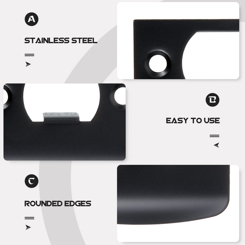 TEHAUX Door Strike Plate Deadbolt Strike Plate 2.16 X 1.77 in Door Reinforcement with Rounded Edges for Lock Alignment Security Replacement 4 Pack 5.5x4.5cm Black
