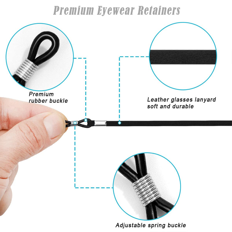 Glasses Strap(6 PCS) Sports Eyeglass Strap,Adjustable Sunglasses Lanyard Neck Holders Cord Retainer for Men Women 6 Pack-black
