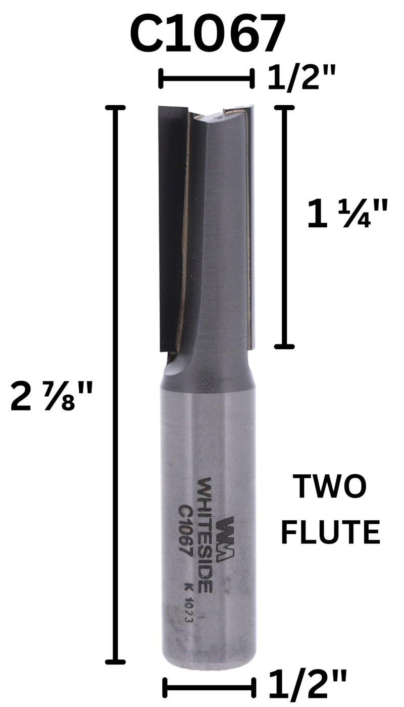 Whiteside Router Bits C1067 CNC Router Bit with 1/2-Inch Cutting Diameter and 1-1/4-Inch Cutting Length
