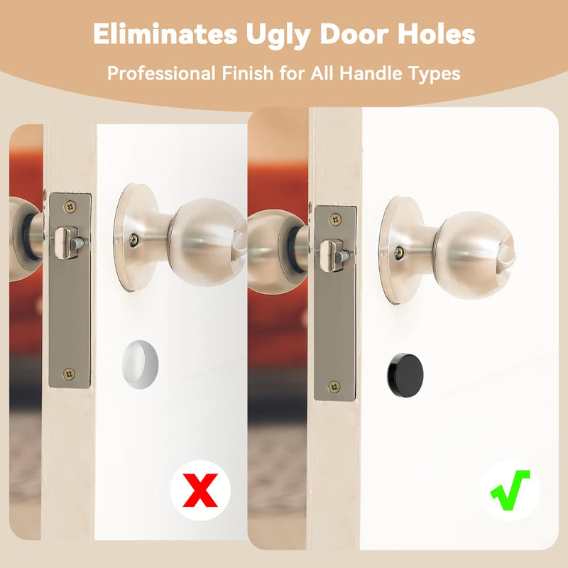 2 Pcs Round Door Hole Cover Plates 1" Diameter Fits Doors 1-3/8" to 2-1/4" Thick Black Deadbolt Cover Hole Filler Handleset Plate