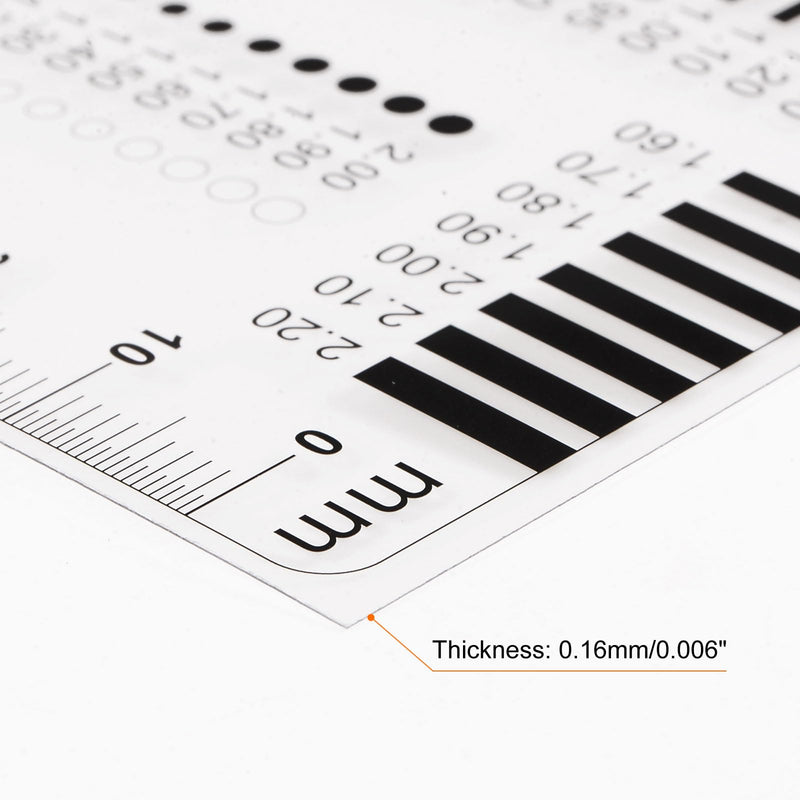 HARFINGTON 5pcs High Precision SEC Size Estimation Chart 80mm Covered Transparency Flaw Detection Film Ruler for Diameter and Line Width Defects Measuring 5