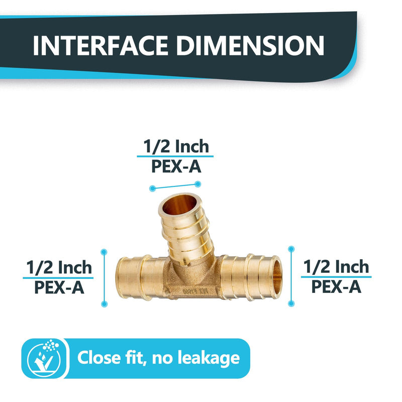 10Pack Seelink 1/2" PEX-A Expansion Tee(PEX1960041-10) 10 1/2" x 1/2" x 1/2"