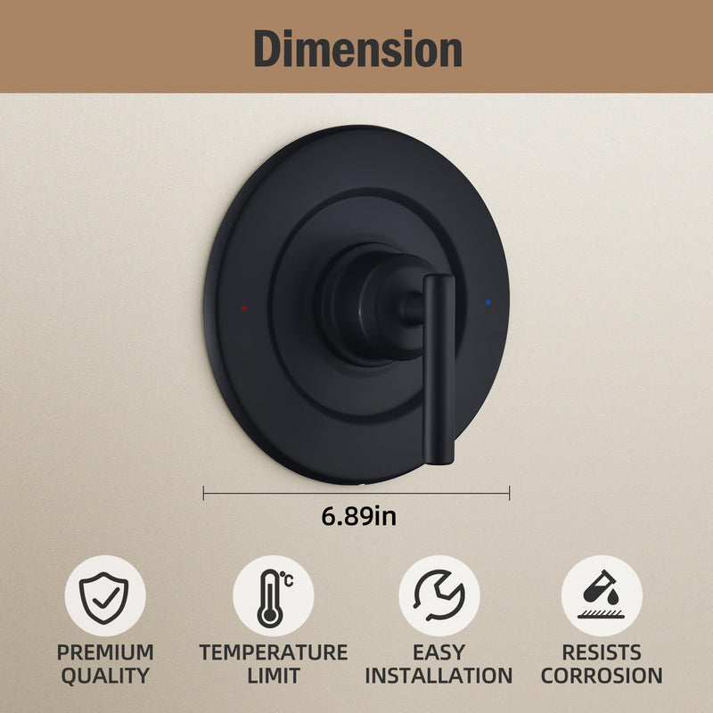 Replacement for Moen T2901BL Gibson Posi-Temp Valve Trim Kit, Shower Lever Handle, Matte Black