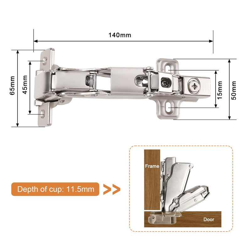 Probrico Soft Close Cabinet Hinges, 165° Concealed Hinges (4 Pairs/8 Packs) - Frameless Lazy Cabinet Hinge, Free-Open Design for Kitchen Corner Cabinets 8