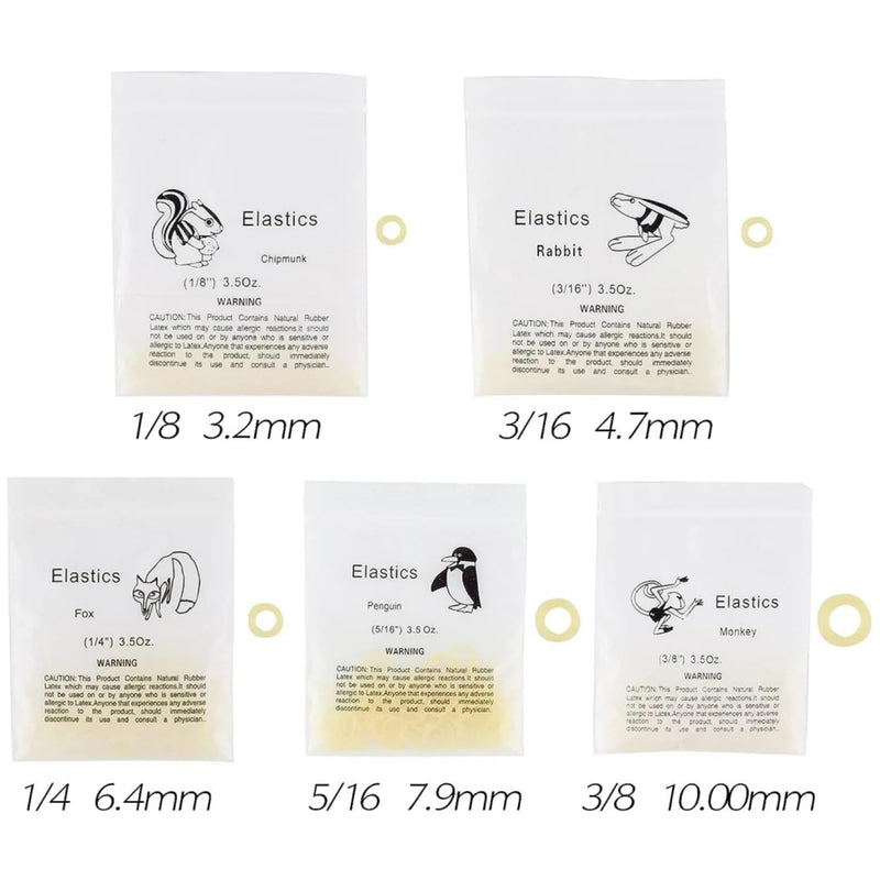 Orthodontic Elastic Rubber Bands 500 PCS Medium 3.5 Ounces Dental Rubber Traction Bands 5 PCS Elastic Placers for Braces (1/4", Fox) 1/4", Fox