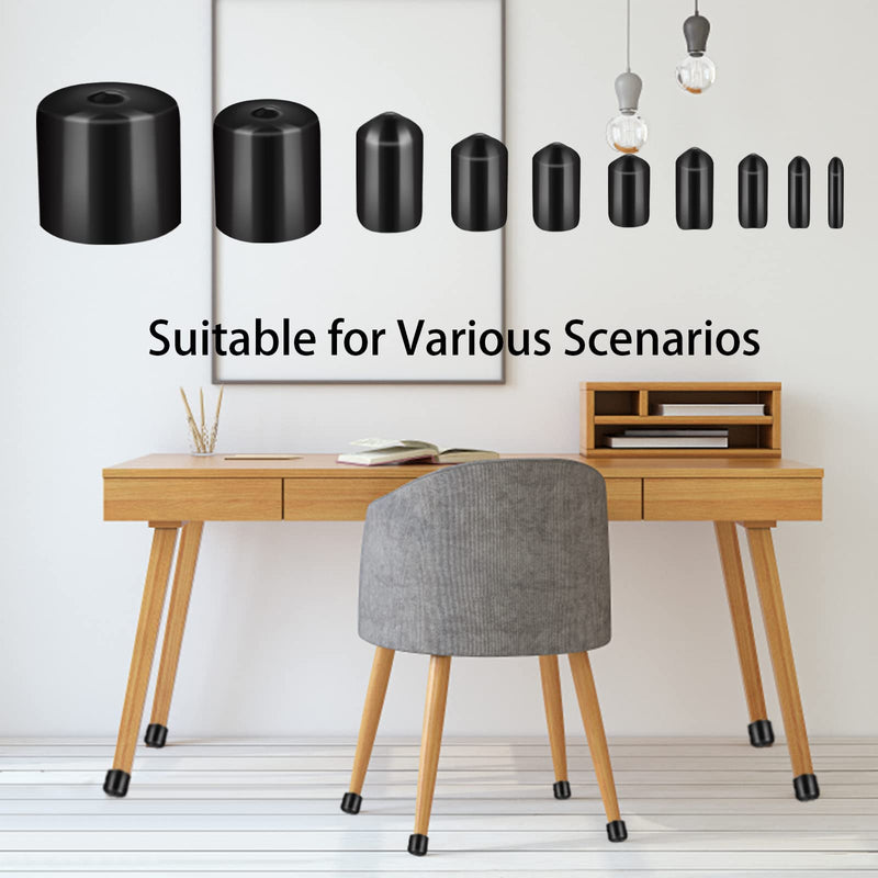 320 Pieces Rubber End Caps Black Round Vinyl End Caps Bolt Screw Covers Caps Rubber Thread Protector Caps Cover in 10 Sizes from 0.08 to 1 Inch Black Caps