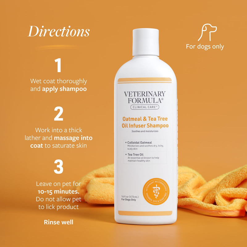 Veterinary Formula Clinical Care Dog Shampoo with Oatmeal and Tea Tree Oil, 16 oz – Gentle Shampoo for Dogs with Dry Skin, Soothes and Adds Moisture to Skin and Coat 16 Fl Oz - PawsPlanet Australia