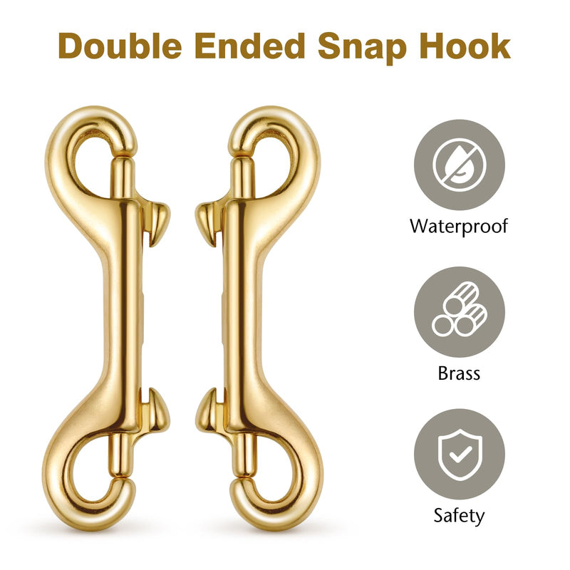 ibasenice Brass Double Ended Bolt Snap Hook: Double Sided Clips Heavy Duty Trigger Snap for Dogs Leashes,Handmade Bag,Keychains,Diving,2pcs 2Pcs