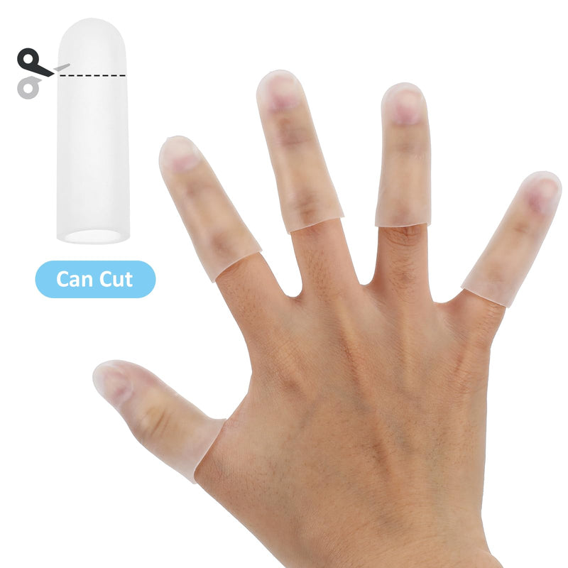 Gel Finger Cots, 10 PCS Gel Finger Protectors Finger Caps Silicone Fingertips Protection Finger Protector Support, Finger Sleeves Thumb Protection for Hand Eczema, Finger Cracking Arthritis(Clear) Clear