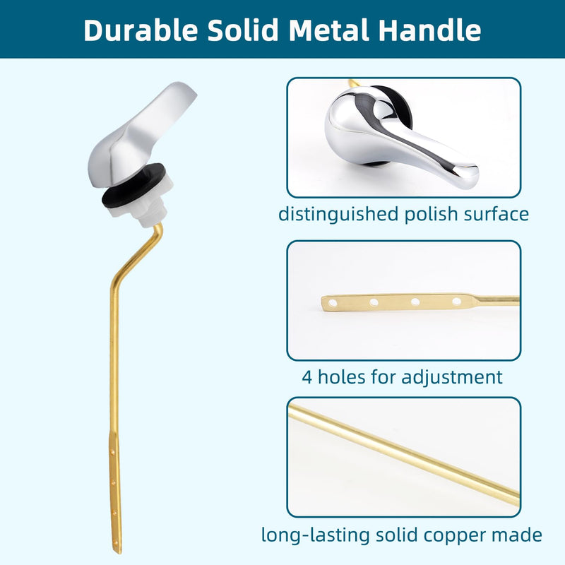 Hygie Rinse Universal Toilet Handle Replacement Kit Side Mount Toilet Lever Compatible with American Standard/Glacier Bay/Gerber, Toilet Flush Handle with Flapper Chain, Chrome 1PC
