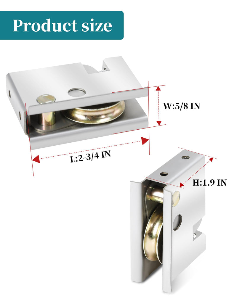 0C5Y00P0 Sliding Patio Door Rollers - 1-1/2" Steel Ball Bearing Rollers (2 Pack), Adjustable Height, Silver