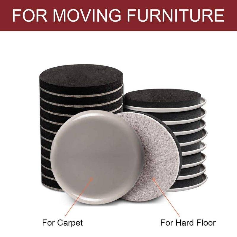 Yelanon Furniture Sliders, 20pcs-3 1/2” Felt Furniture Sliders for Carpet, Furniture Pads Hardwoods Floors, Heavy Furniture Movers Sliders, Reusable Moving Pads, Floor Protectors for Carpet 20pcs 3.5"