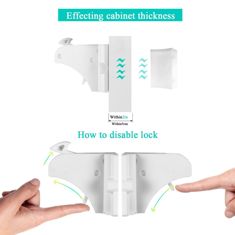 Vmaisi Adhesive Magnetic Cabinet Locks for Babies (8 Locks and 2 Keys) Standard 8.0